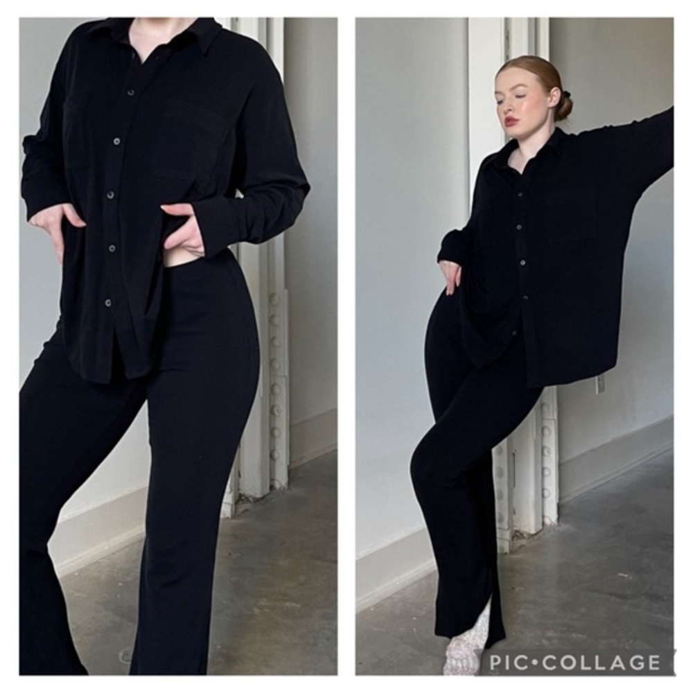Richer Poorer Ribbed Button Down Lounge Shirt Sz Medium